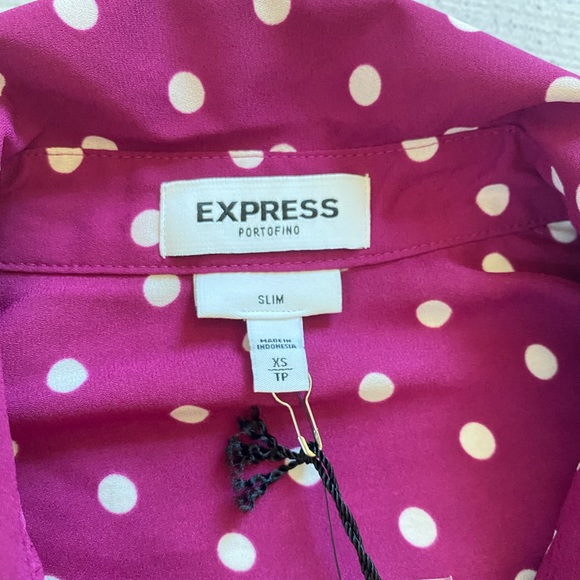 Express Purple polka dot button up - Picture 2 of 5